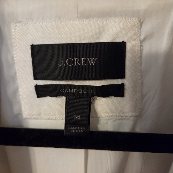 J. Crew Women's Campbell Classic Preppy Academia White 100% Linen Blazer. Sz 14 - Picture 7 of 8